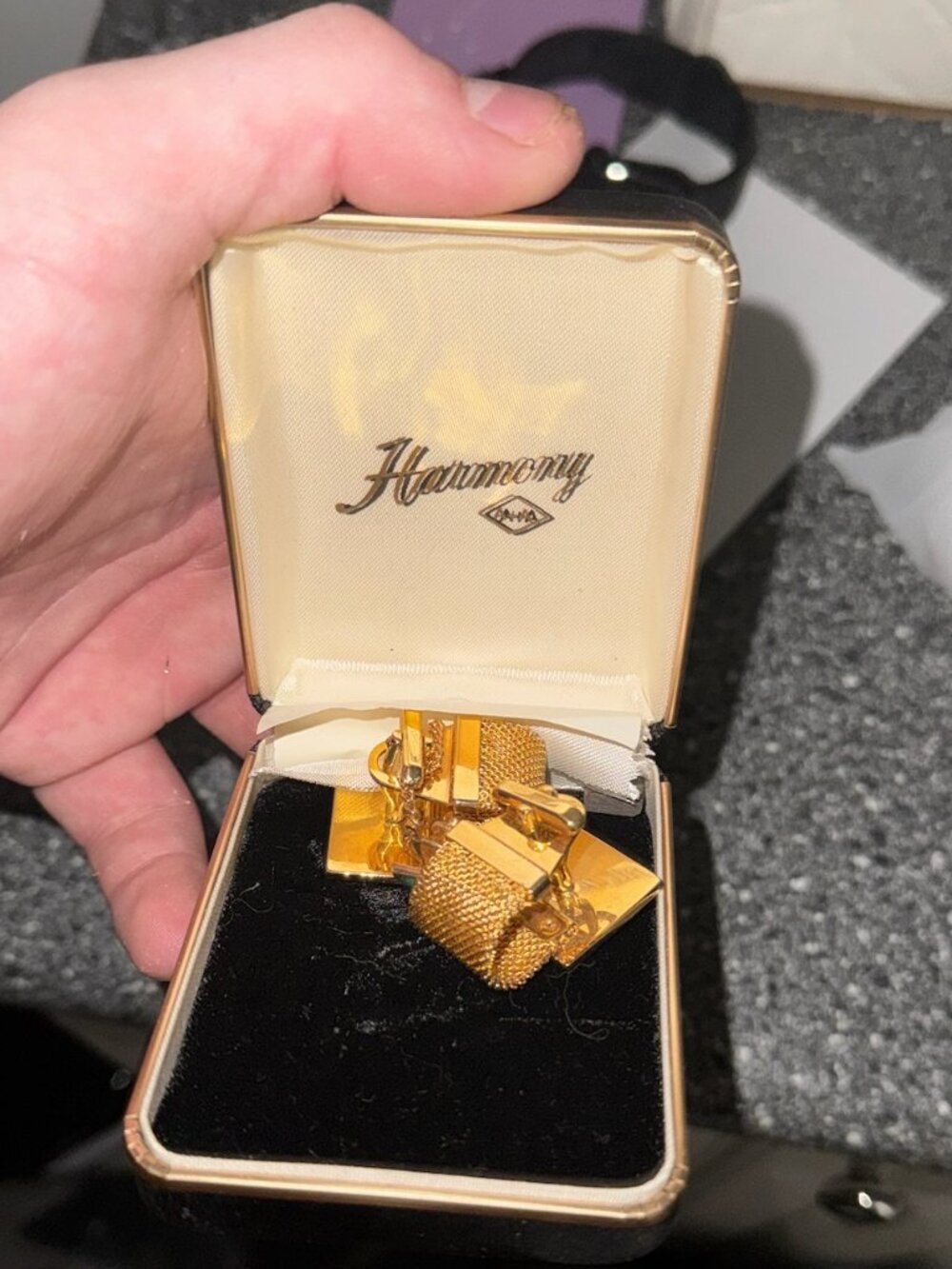 Gold-Tone Bracelet Jewelry Set in Vintage Box - Estate Find